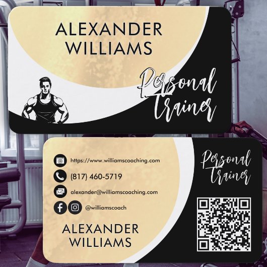 Carte De Visite Moderne dynamique QRcode Personal Trainer Fitness