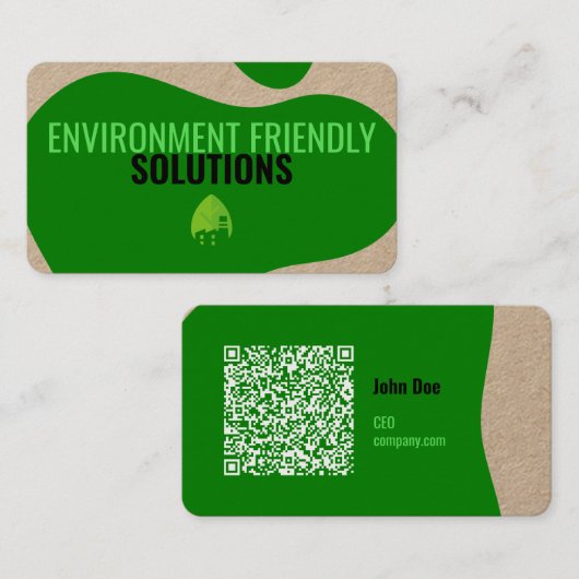 Carte de visite moderne écologique avec code QR (Devant / Derrière)