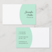 Carte De Visite Moderne écrit à la main Personnalisé Elégant Mint  (Devant / Derrière)