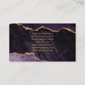 Carte De Visite Moderne Élégant Agate Violet Pailleté (Dos)