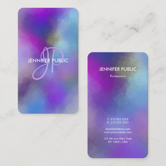 Carte De Visite Moderne Elegant Art Abstrait Monogramme Modèle (Devant / Derrière)