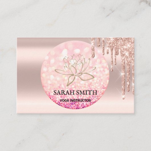 Carte De Visite Moderne Élégant baisse rose doré, lotus Business (Devant)