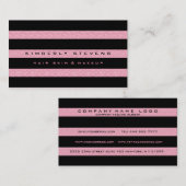 Carte De Visite Moderne Elegant Bandes Noires & Parties scintillan (Devant / Derrière)