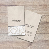 Carte De Visite Moderne Elegant Beige Blanc Dentelle Planificateur