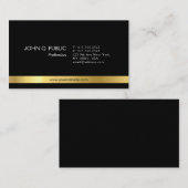 Carte De Visite Moderne Elegant Black Gold Clean Plain (Devant / Derrière)