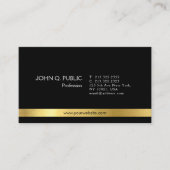 Carte De Visite Moderne Elegant Black Gold Clean Plain (Devant)