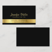 Carte De Visite Moderne Elegant Black Gold Plain Professional (Devant / Derrière)
