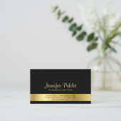 Carte De Visite Moderne Elegant Black Gold Plain Professional (Debout devant)