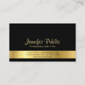 Carte De Visite Moderne Elegant Black Gold Plain Professional (Devant)