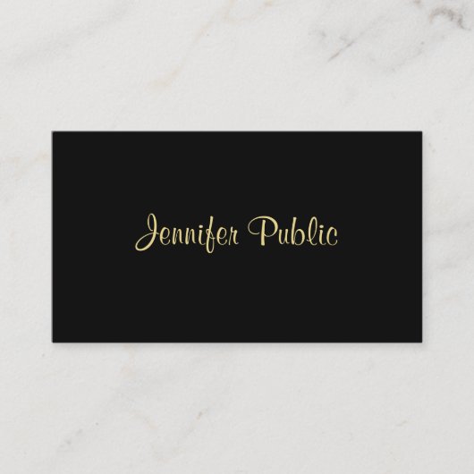 Carte De Visite Moderne Elegant Black Gold Plain Professional (Devant)