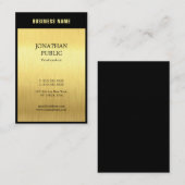 Carte De Visite Moderne Elegant Black Gold Professional Plain Luxe (Devant / Derrière)