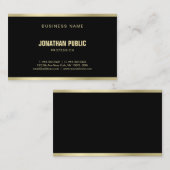 Carte De Visite Moderne Elegant Black Gold Professional Plain Luxe (Devant / Derrière)