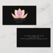 Carte De Visite Moderne Elégant Black Lotus Gold (Devant / Derrière)