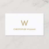 Carte De Visite Moderne Elégant Blanc Faux Or Monogramme Procureur (Devant)