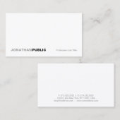 Carte De Visite Moderne Elegant Blanc Professionnel Simple Plain (Devant / Derrière)