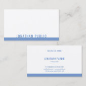 Carte De Visite Moderne Elegant Bleu Blanc Modèle Professionnel (Devant / Derrière)