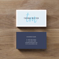 Moderne Elegant Bleu Blanc Monogramme Consultant