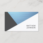 Carte De Visite Moderne Elégant bleu FauxMétal blanc gris géométri (Devant)