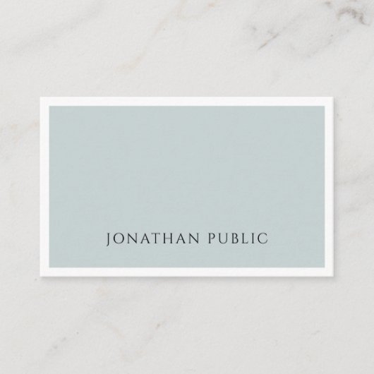 Carte De Visite Moderne Elégant Bleu Vert Simple Modèle Minimal (Devant)