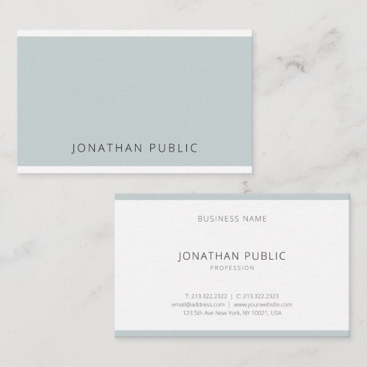 Carte De Visite Moderne Elégant Bleu Vert Simple Modèle tendance (Devant / Derrière)