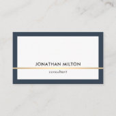 Carte De Visite Moderne Elegant Blue Faux Gold Line Consultant (Devant)