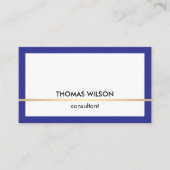 Carte De Visite Moderne Elegant Blue Faux Gold Line Consultant (Devant)