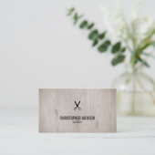 Carte De Visite Moderne Elégant Bois foncé Masculine Barber (Debout devant)