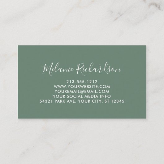 Carte De Visite Moderne Élégant Botanique Fermes d'Ivy Sage Green (Dos)