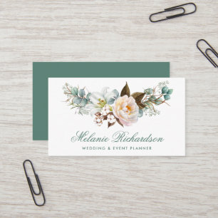 Carte De Visite Moderne Élégant Botanique Vert Floral