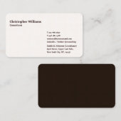 Carte De Visite Moderne Elegant Brown Chic tendance Cool professio (Devant / Derrière)