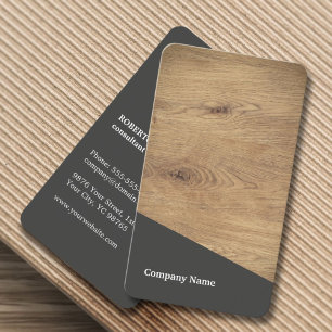 Carte De Visite Moderne Elegant Brown en bois gris Consultant