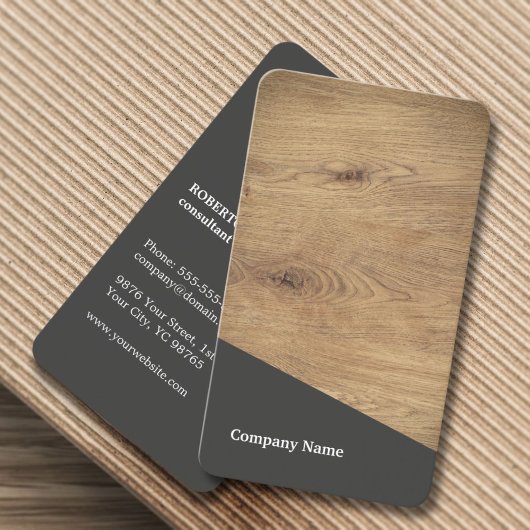 Carte De Visite Moderne Elegant Brown en bois gris Consultant