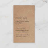 Carte De Visite Moderne Elegant Brown Kraft Papier Consultant (Devant)
