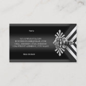 Carte De Visite Moderne élégant Business Argent Black Stripe Hinge (Dos)