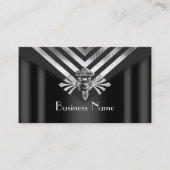 Carte De Visite Moderne élégant Business Argent Black Stripe Hinge (Devant)