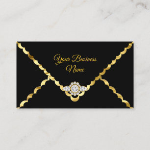 Carte De Visite Moderne élégant Business Gold Black Diamond gem