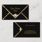 Carte De Visite Moderne élégant Business Gold Black Diamond gem (Devant / Derrière)