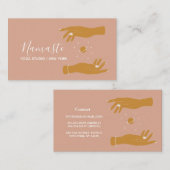 Carte De Visite Moderne Elégant Céleste Mains Yoga (Devant / Derrière)