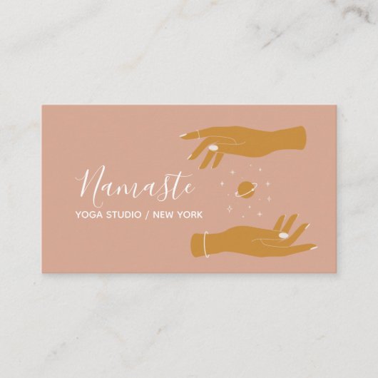 Carte De Visite Moderne Elégant Céleste Mains Yoga (Devant)