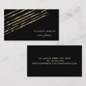 Carte De Visite Moderne Élégant Chic, Bandes Pailletées, Noir (Devant / Derrière)