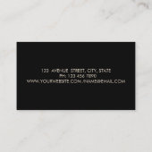 Carte De Visite Moderne Élégant Chic, Bandes Pailletées, Noir (Dos)