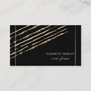 Carte De Visite Moderne Élégant Chic, Bandes Pailletées, Noir