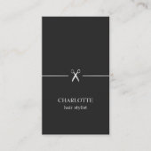 Carte De Visite Moderne Elegant Chic Faux Argent Black Hair Stylis (Devant)