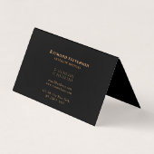 Carte De Visite Moderne élégant chic noir et or professionnel (Dos)