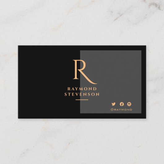Carte De Visite Moderne élégant chic noir et or professionnel (Devant)