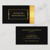 Carte De Visite Moderne élégant chic noir et or professionnel (Devant / Derrière)