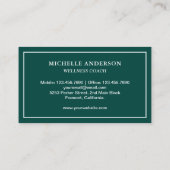 Carte De Visite Moderne Élégant Classique Vert Dragonfly Blanc (Dos)