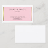 Carte De Visite Moderne Elegant Clean Plain tendance Pink Gold Des (Devant / Derrière)