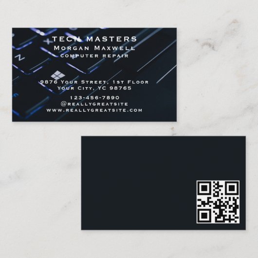 Carte De Visite Moderne Elegant Computer Repair code qr (Devant / Derrière)