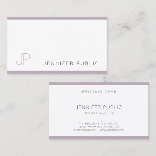 Carte De Visite Moderne Élégant Conception Monographique Simple Pl (Devant / Derrière)